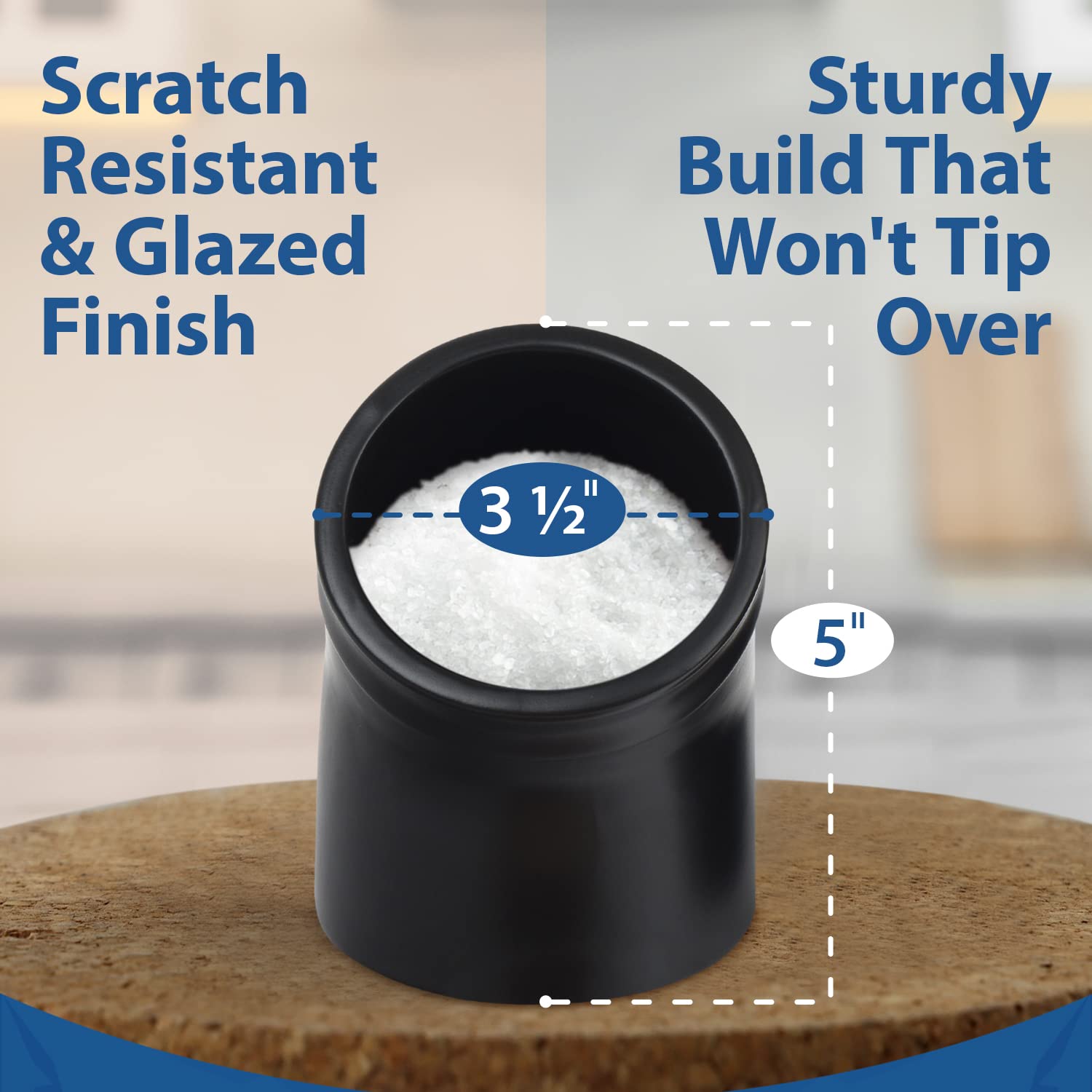 IMPRESA 2-Pack Salt Pig for Seasoning - Wide Mouth Salt Cellar with Lid for Spices, Herbs & Sugar - Dishwasher Safe & Scratch Resistant Charcoal Container - Perfect for Kitchen Countertop & Cooking Use