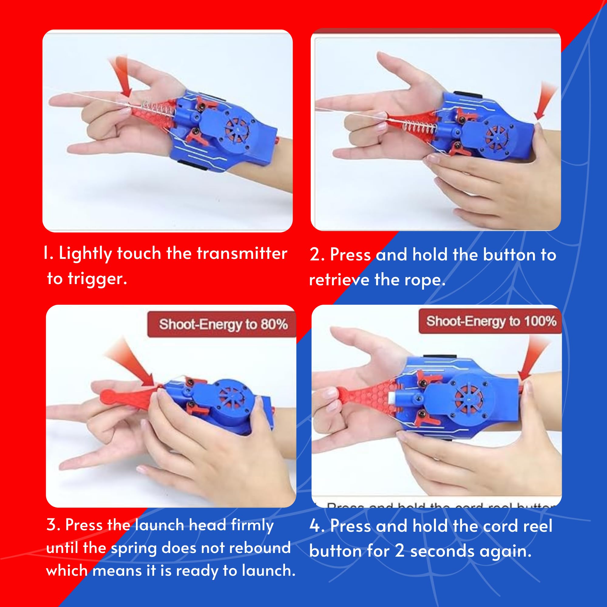 Spider Web Shooter and Dart Blaster Set - Superhero Role Play Toys for Kids, Includes 2 Spider Gloves & Web Launchers, Outdoor Activity Gadgets for Boys & Girls - Perfect for Birthday Gifts, Halloween Costumes & Superhero Party Favors