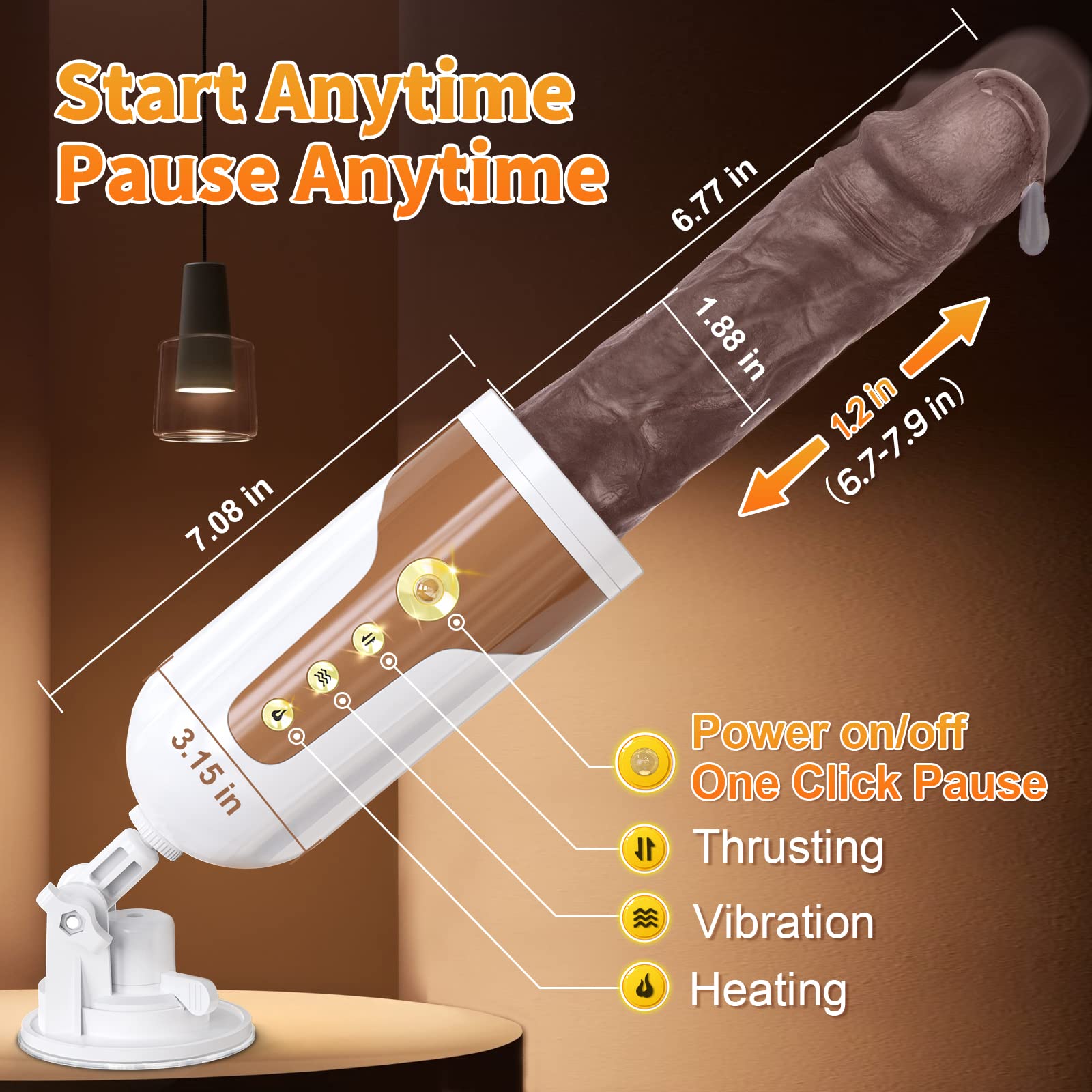 Automatic Thrusting Sex Machine for Women & Men - Remote Control Dildo with Strong Suction Cup, Hands-Free Adult Toy for Couples Pleasure | Bedroom Use, BDSM Play, Solo & Partner Intimacy (Black)