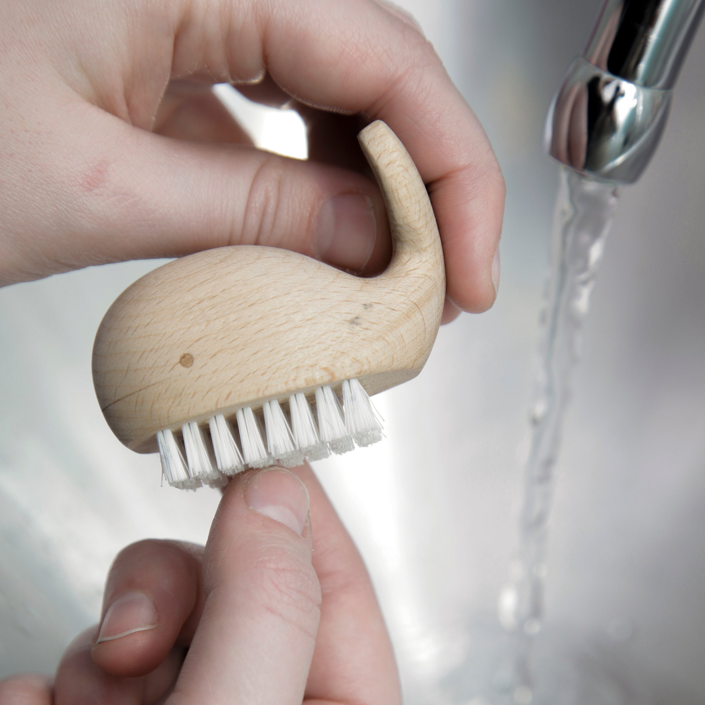 Premium Wooden Whale Nail Brush - Natural Bamboo Hand Scrubber for Gentle Exfoliation - Perfect for Home Spa, Travel & Eco-Friendly Gifts