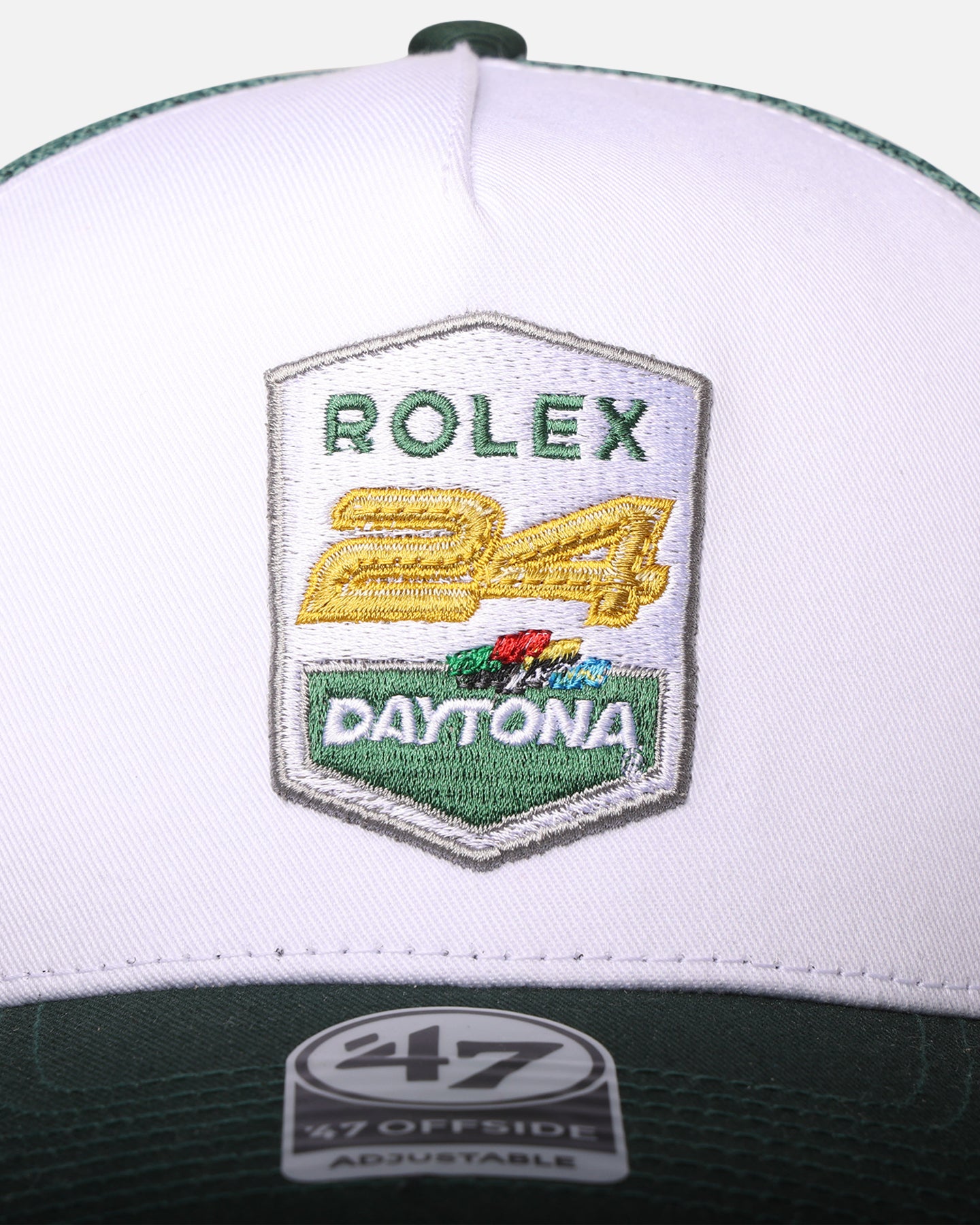 47 Brand NASCAR 47 Offside DT Trucker Snapback Hat - White/Dark Green Adjustable Baseball Cap for Men & Women - Perfect for Racing Events, Sports Fans & Casual Wear