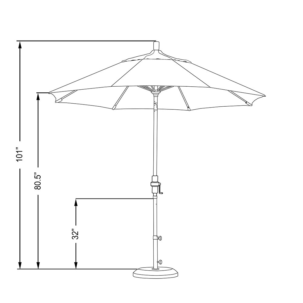 9' Round California Umbrella with Aluminum Pole & Fiberglass Ribs - Outdoor Patio, Garden, Poolside, and Backyard Shade Solution