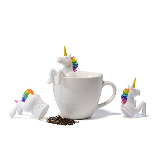 Cute Animal Silicone Tea Infusers - Unicorn, Shark, Squirrel, Cat, Owl & Elephant Tea Strainers (6-Piece Set) - Perfect Gift for Tea Lovers - Great for Loose Leaf Tea, Iced Tea & Herbal Brews at Home or Office