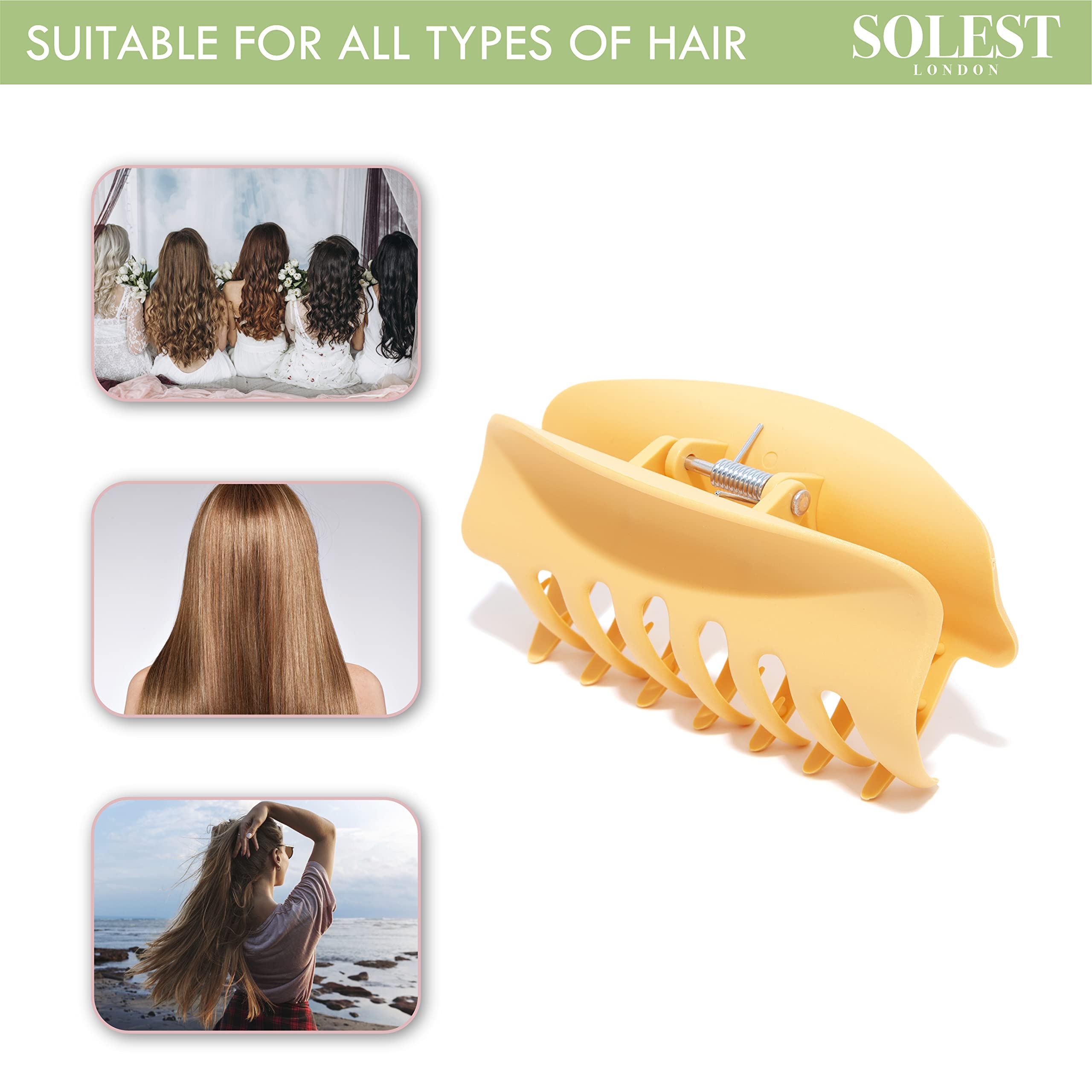 6-Pack Matte Hair Claw Clips for Women & Girls - 4.3 Inch Strong Hold Clips for Thick Hair (Vibrant Colors) - Includes Free Hair Comb - Perfect for Ponytails, Buns & Everyday Hairstyles