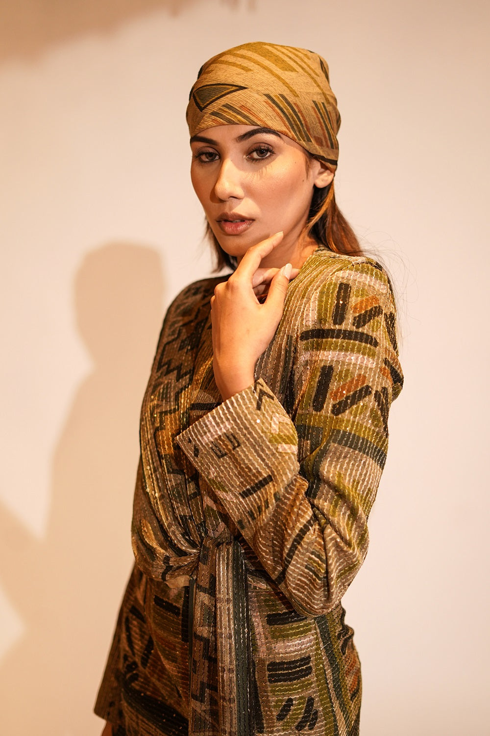 Stylish Green Aztec Print Women's Top - Boho Chic Blouse for Casual Wear & Festival Outfits
