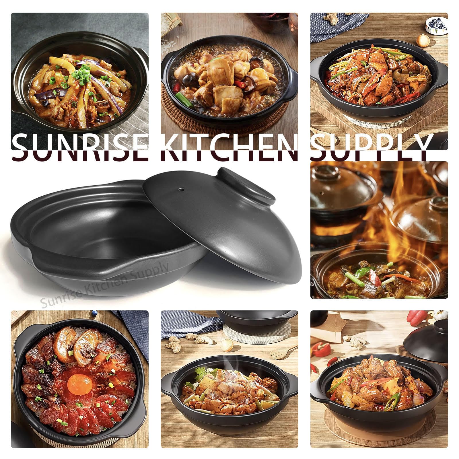 Premium Black Clay Casserole Pot (28 oz) – Durable Stoneware for Slow Cooking, Baking & Serving – Ideal for Soups, Stews, and Oven-to-Table Meals