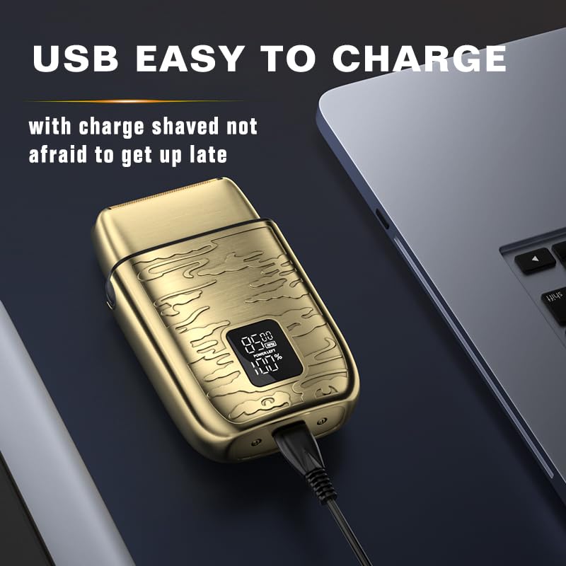 Premium All-Metal Men's Electric Shaver with Digital Display - Waterproof Full Body Washable Hair Clipper for Home & Salon Use - Perfect for Travel, Daily Grooming, and Professional Barber Services