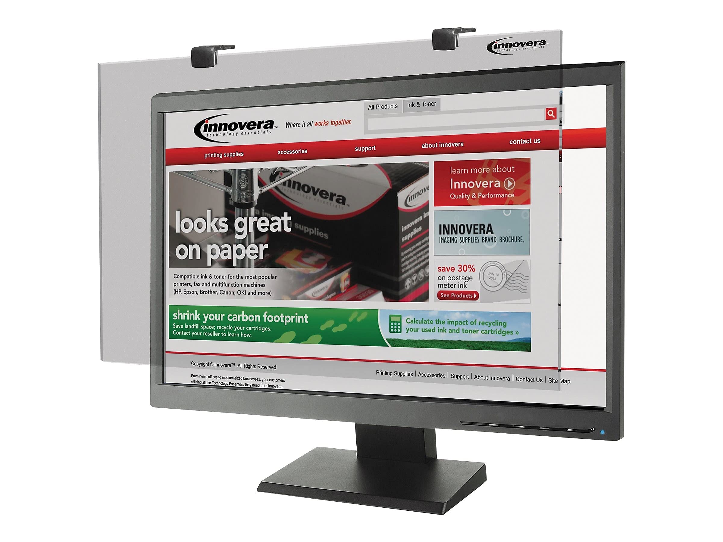 Innovera IVR46405 Anti-Glare LCD Screen Protector for 22-Inch Flat Panel Monitors - Reduce Eye Strain for Office Work & Gaming