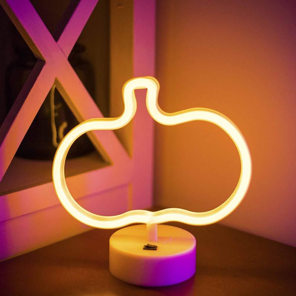 Pumpkin Neon Light Signs - LED Night Lights for Kids Room Decor, Bedroom Wall Art & Nursery Lighting - Perfect for Birthday Parties, Halloween Decorations & Themed Room Designs