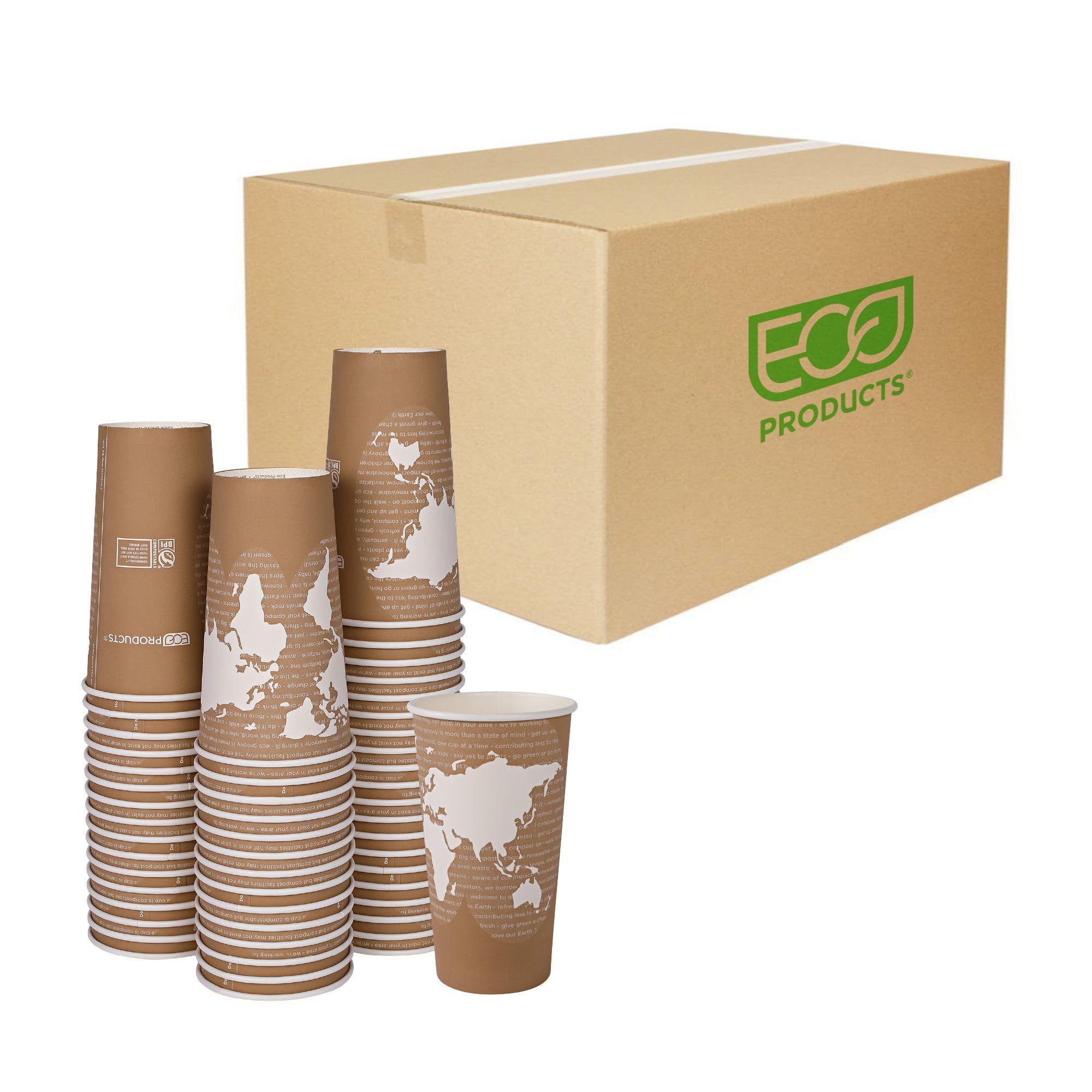 ECO PRODUCTS Compostable 20oz Disposable Coffee Cups - 1000 Count, Biodegradable Hot Paper Cups with Plant-Based PLA Lining, Color Coded for Easy Sorting | Perfect for Offices, Cafes, and Eco-Friendly Events