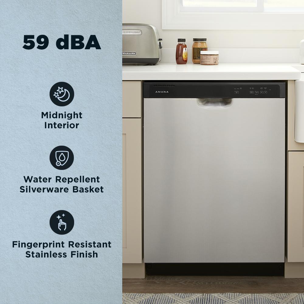 Amana ADFS2524RS 24-Inch Built-In Dishwasher with Midnight Black Interior - Quiet Operation, Energy Star Certified for Home Kitchen Use