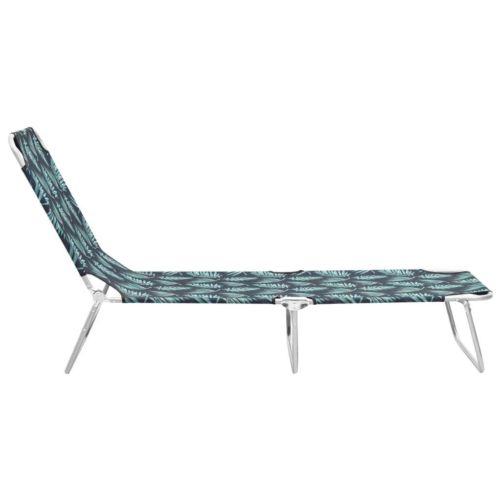 Portable Folding Sun Lounger Chair - Outdoor Poolside Lounge Chair with Steel Frame & Fabric Leaves Print - Perfect for Backyard, Deck, Beach, and Patio Relaxation