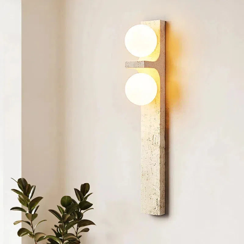 Lumina Twin Globe Marble Wall Sconce - Modern Marble & Glass Wall Light Fixture for Bedroom, Living Room, Hallway - Elegant Home Decor Lighting