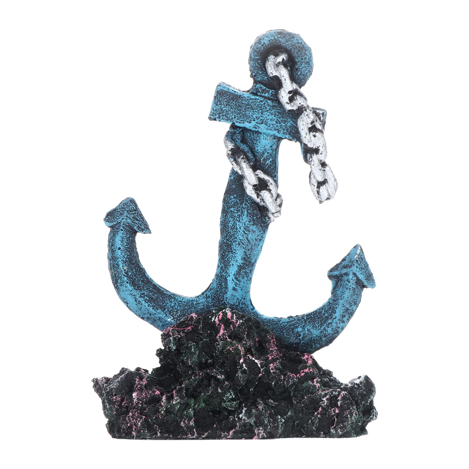 Yardwe Resin Anchor Decorations - Fish Tank Shipwreck Statue & Aquatic Cave Hideout for Shrimp, Fish - Underwater Aquarium Ornaments for Tank Landscape (Perfect for Betta Fish, Goldfish & Tropical Aquariums)