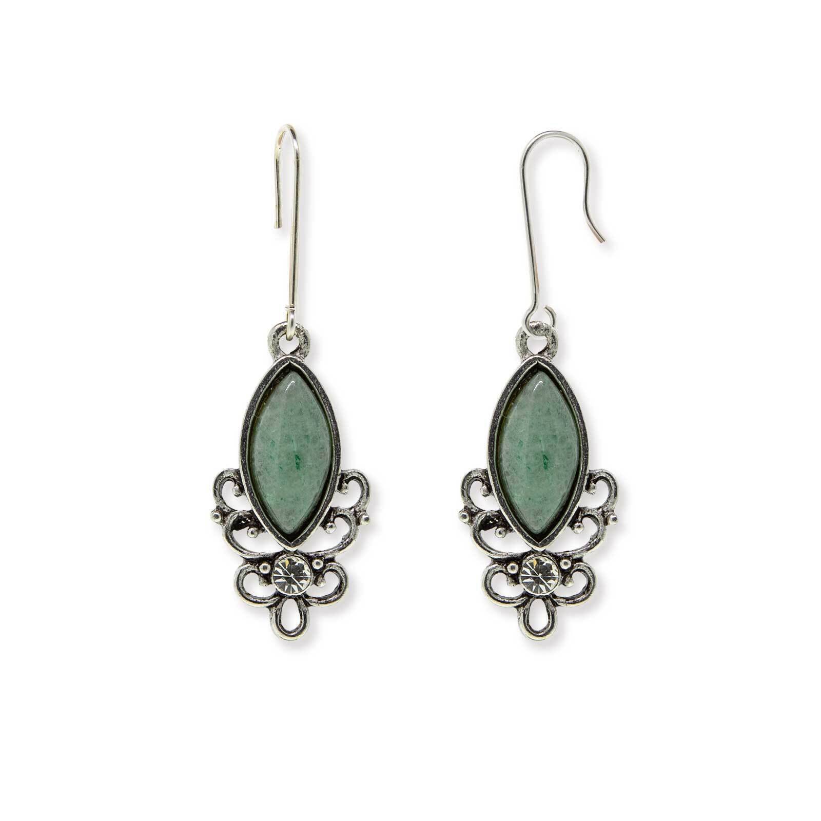 1928 Jewelry Classic Filigree Navette Gemstone Earrings - Vintage Inspired Dangle Earrings for Women - Perfect for Weddings, Parties & Special Occasions
