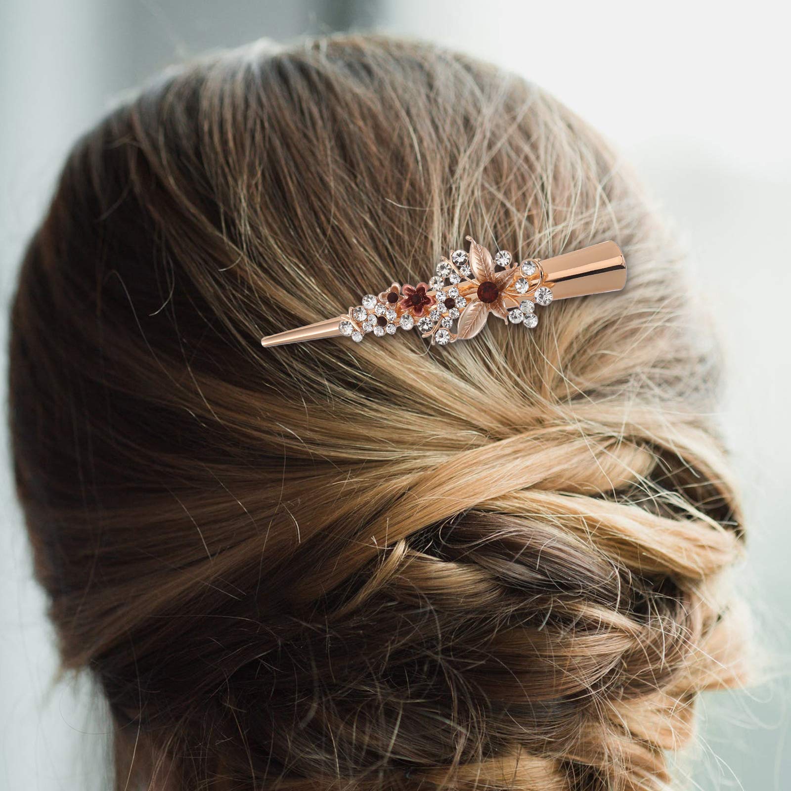 Rhinestone Alligator Hair Clips for Women - Shiny Crocodile Hair Barrettes, French Bride Metal Styling Teeth Clips - Perfect for Weddings, Parties & Everyday Hair Accessories