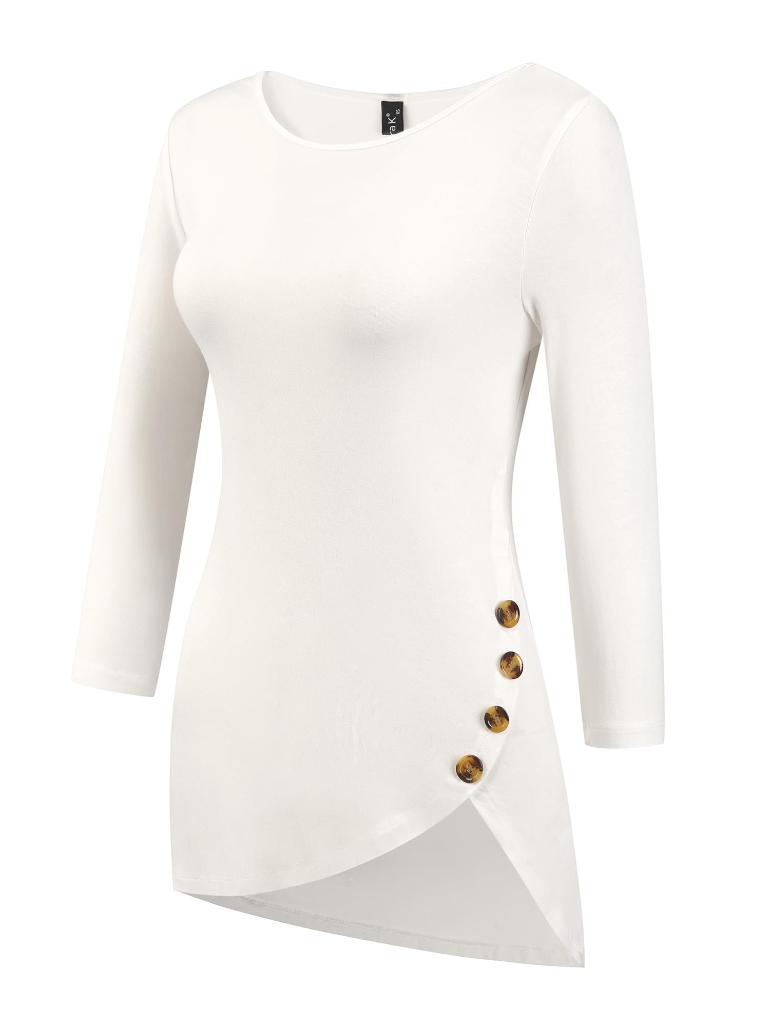 Allegra K Women's Loose Asymmetrical Hem Tunic T-Shirt | 3/4 Sleeve Round Neck Casual Top | Spring 2025 Fashion | Perfect for Work, Weekend & Travel Outfits