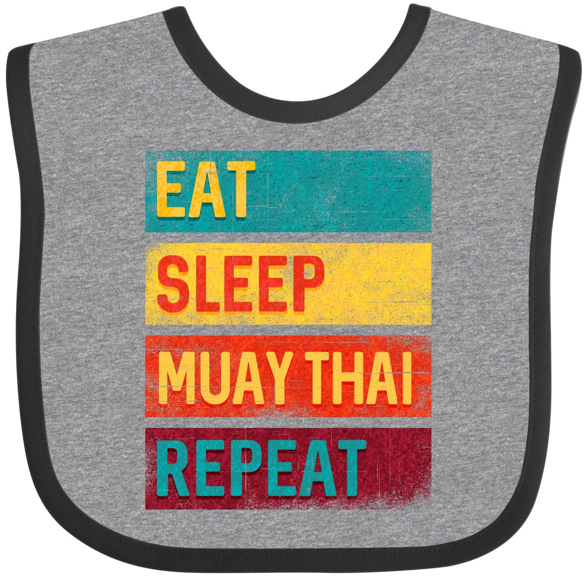 Inktastic Eat Sleep Muay Thai Repeat Baby Bib - Soft Cotton Drool Bib for Infants - Perfect for Muay Thai Fans, Training Days & MMA Lovers - Cute Gift for Newborns & Toddlers