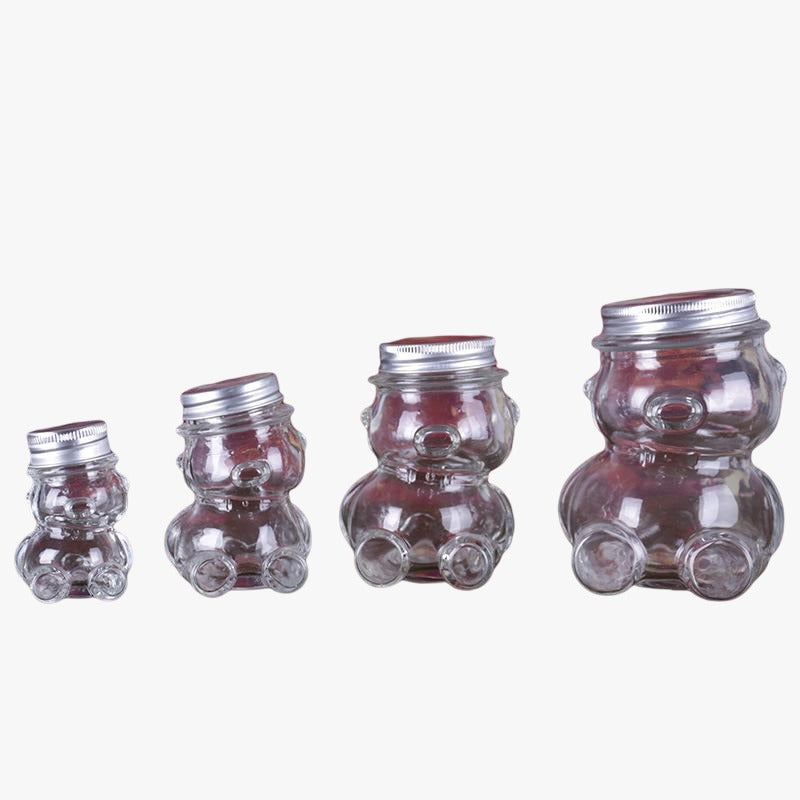 Premium Quality Teddy Bear Glass Jars 160ml with Hat Style Lid - Perfect for DIY Crafts, Gift Packaging, and Home Decor Storage