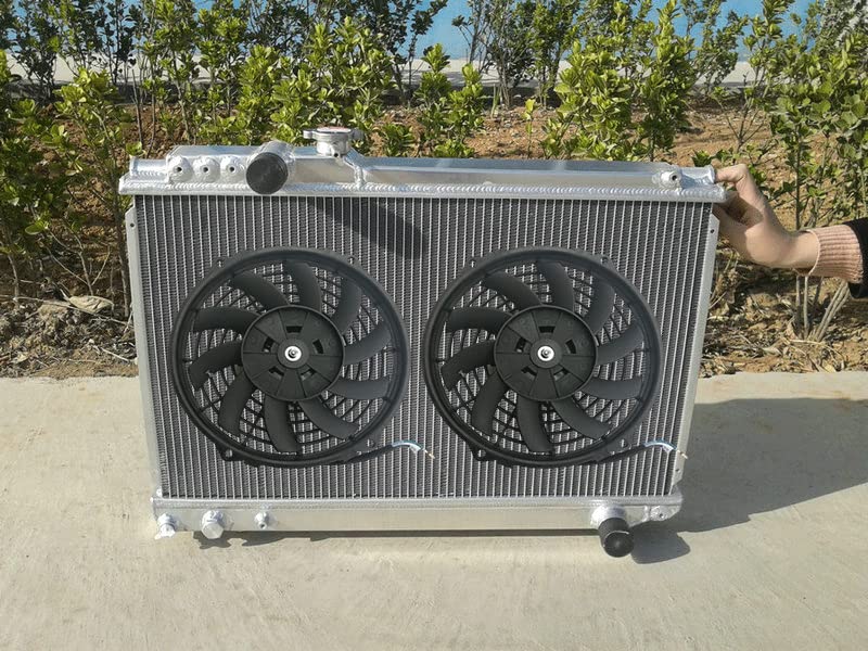 High-Performance Aluminum Radiator with Dual Fans for 1986-1992 Toyota Supra MK3 3.0L Turbo MT - Improved Cooling for Street Racing & Track Days