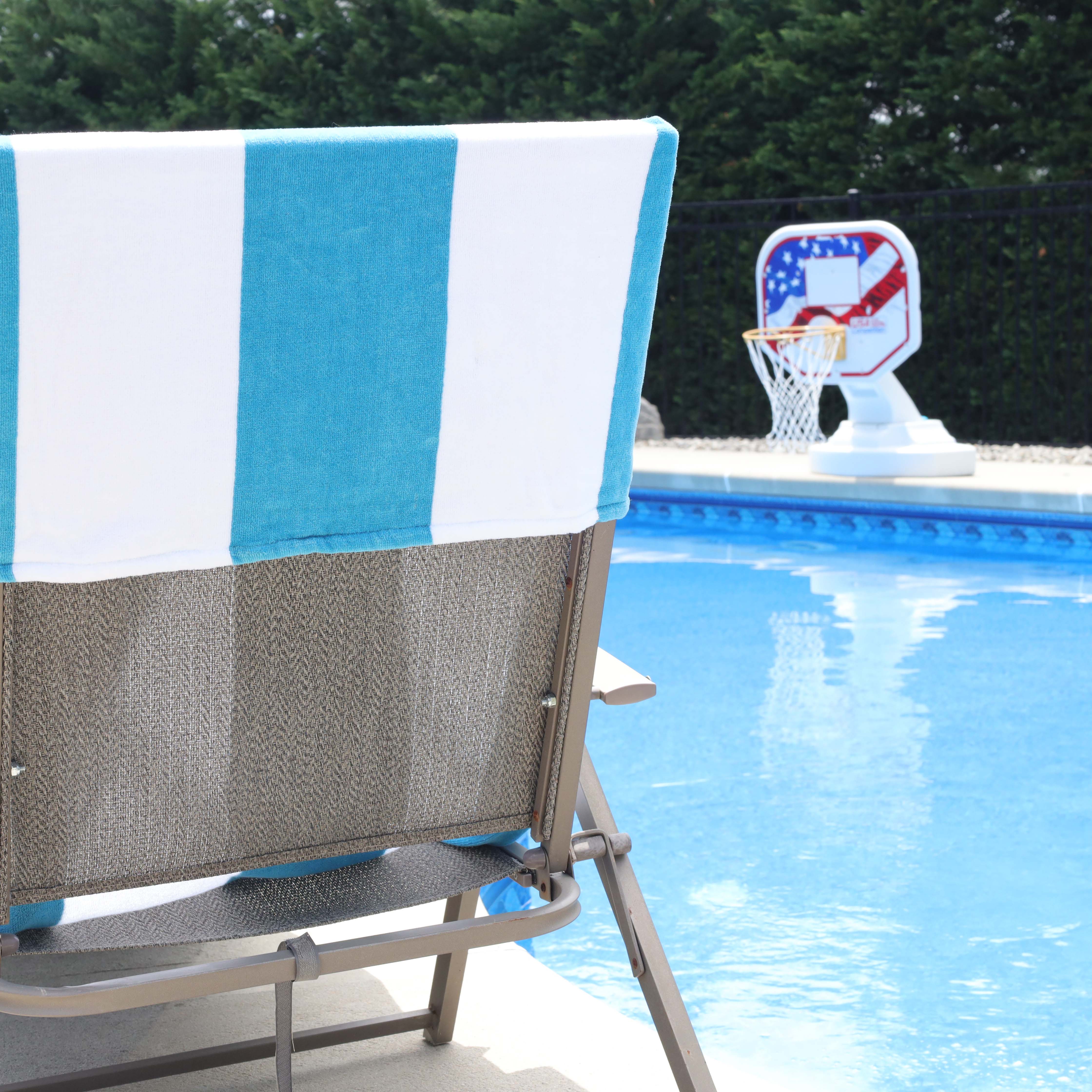 Premium Cotton Cabana Stripe Chaise Lounge Chair Cover - Standard Size, UV Resistant & Waterproof - Perfect for Poolside, Patio, and Outdoor Furniture Protection