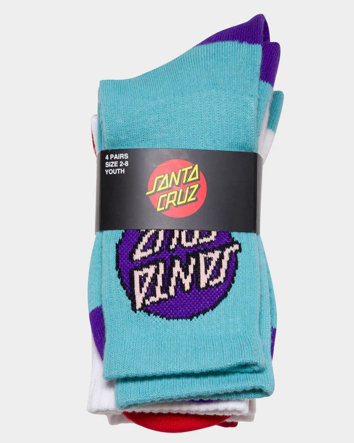 Santa Cruz Other Dot Girls Crew Socks 4 Pack - Cute Cotton Ankle Socks for Teen Girls - Perfect for School, Sports & Casual Wear