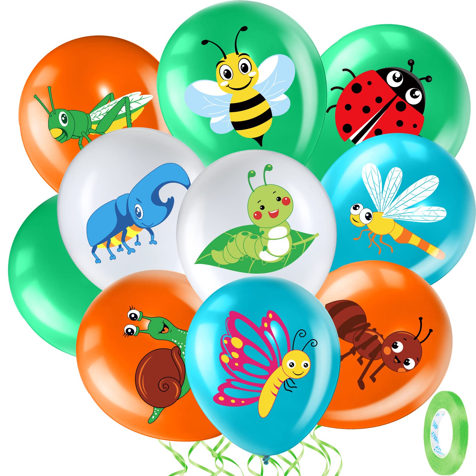 50 Pack Spring Summer Bug Themed Party Decorations - 12 Inch Latex Balloons with Butterflies & Reptiles for Birthday Party, Baby Shower, Classroom, Office & Garden Decor | Perfect for Insect Theme Parties, Outdoor Events & Kids Celebrations