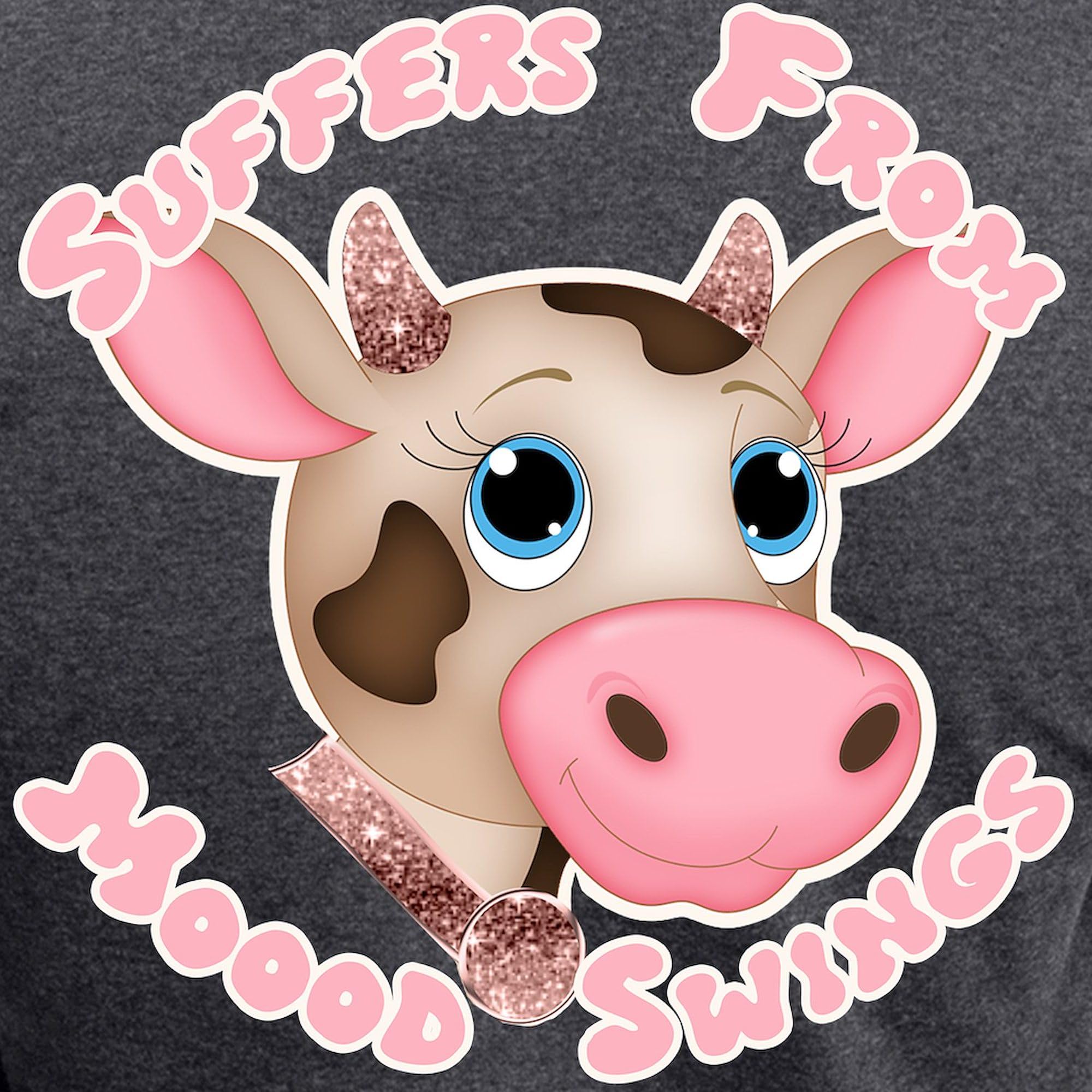 Mood Swing Cow Design Women's Charcoal Pajama Set - Funny Novelty Sleepwear for Women - Cozy Lounge & Sleep Pajamas for Relaxing at Home