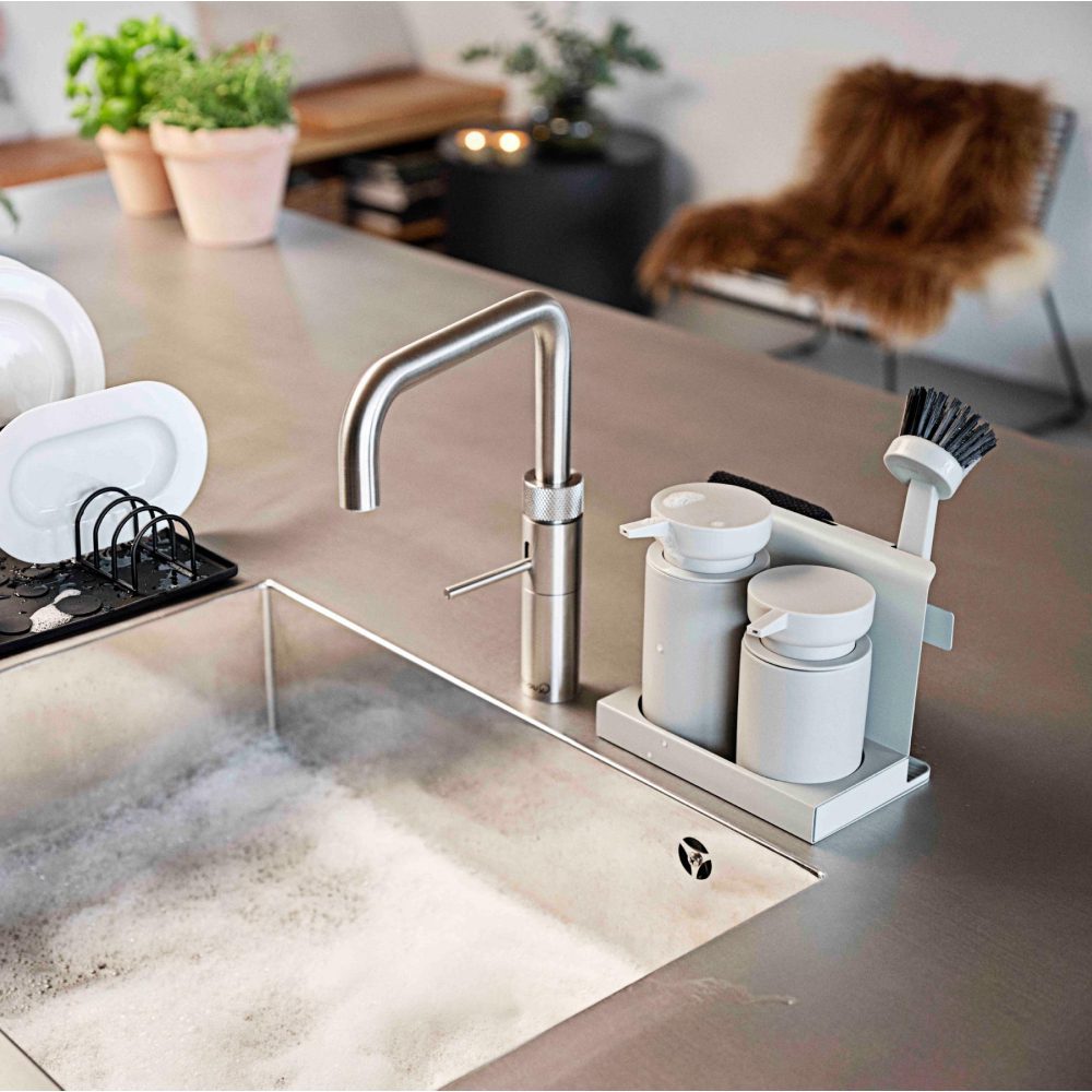ZONE DENMARK Diish Premium Dishwashing Set in Warm Grey - Stylish and Durable Kitchen Utensils for Washing Dishes, Perfect for Modern Homes and Daily Use
