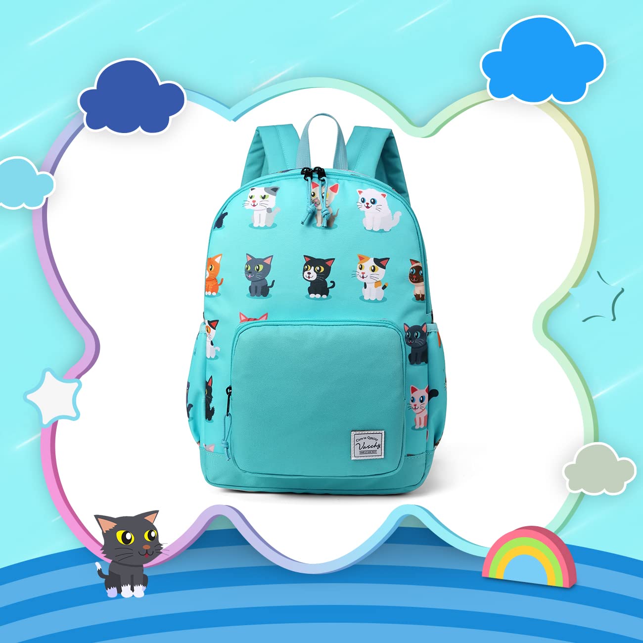 VASCHY Kids Backpack - Lightweight Waterproof School Backpack for Boys & Girls with Adjustable Chest Strap | Perfect for Preschool, Daycare & Travel