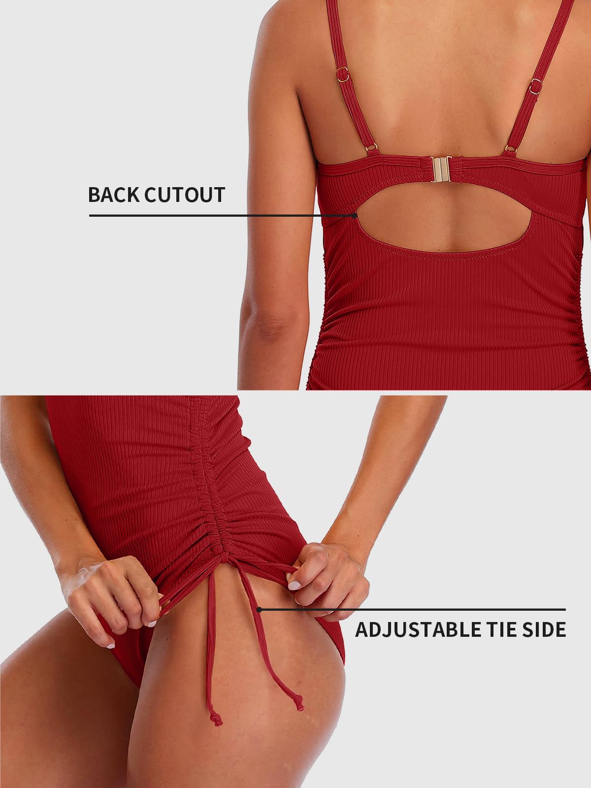Women's High Cut Ribbed One Piece Swimsuit - Tummy Control Tie Side Monokini Bathing Suit | Perfect for Beach Vacations, Pool Parties & Summer Getaways