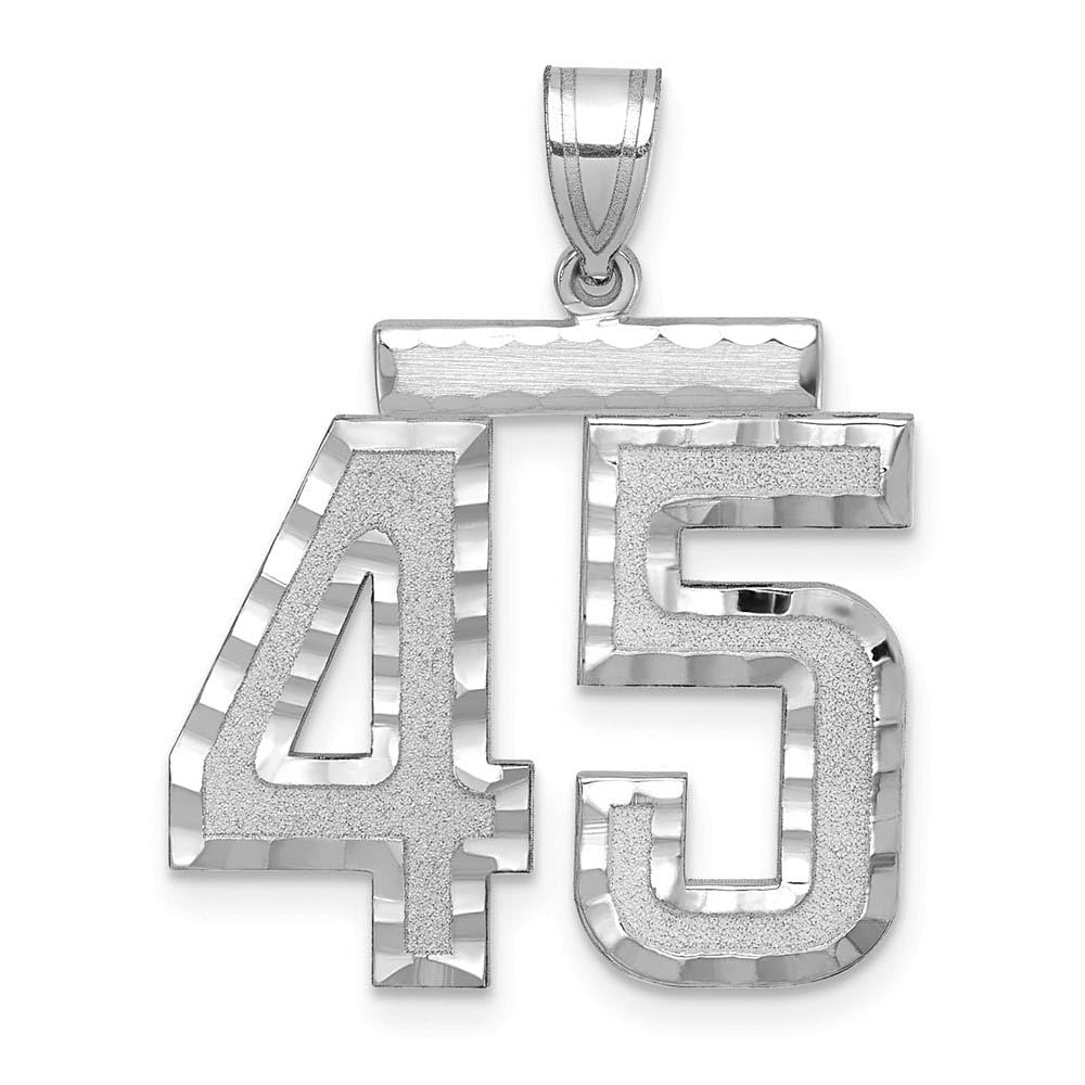 The Black Bow 14k White Gold Varsity Collection Large D/C Pendant Number 45 - Perfect for Graduation Gifts and Sports Enthusiasts