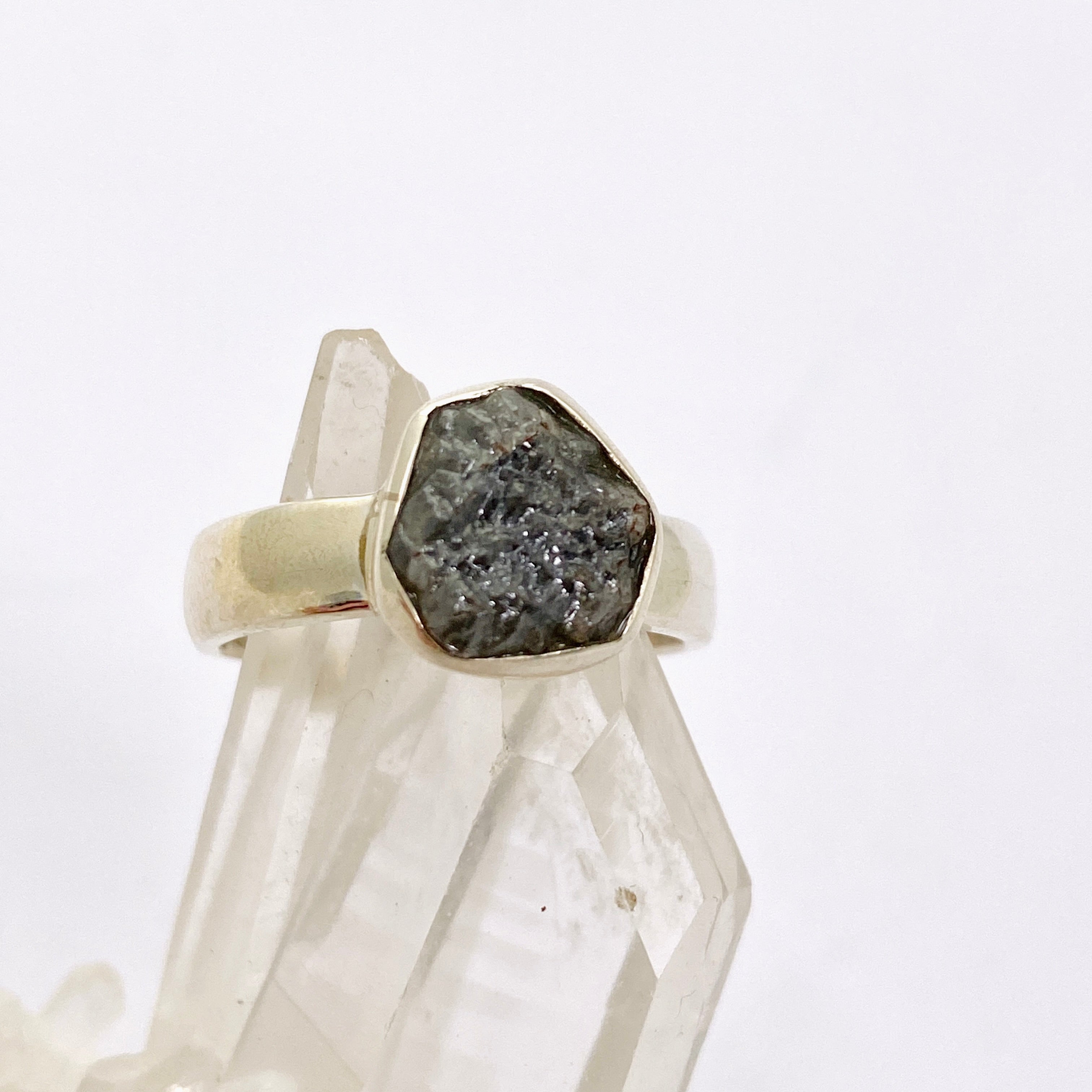 Natural Rough Diamond Freeform Raw Ring - Size 7 - Handmade Unique Jewelry - PRGJ884 - Perfect for Boho Chic Style & Wedding Engagement Rings