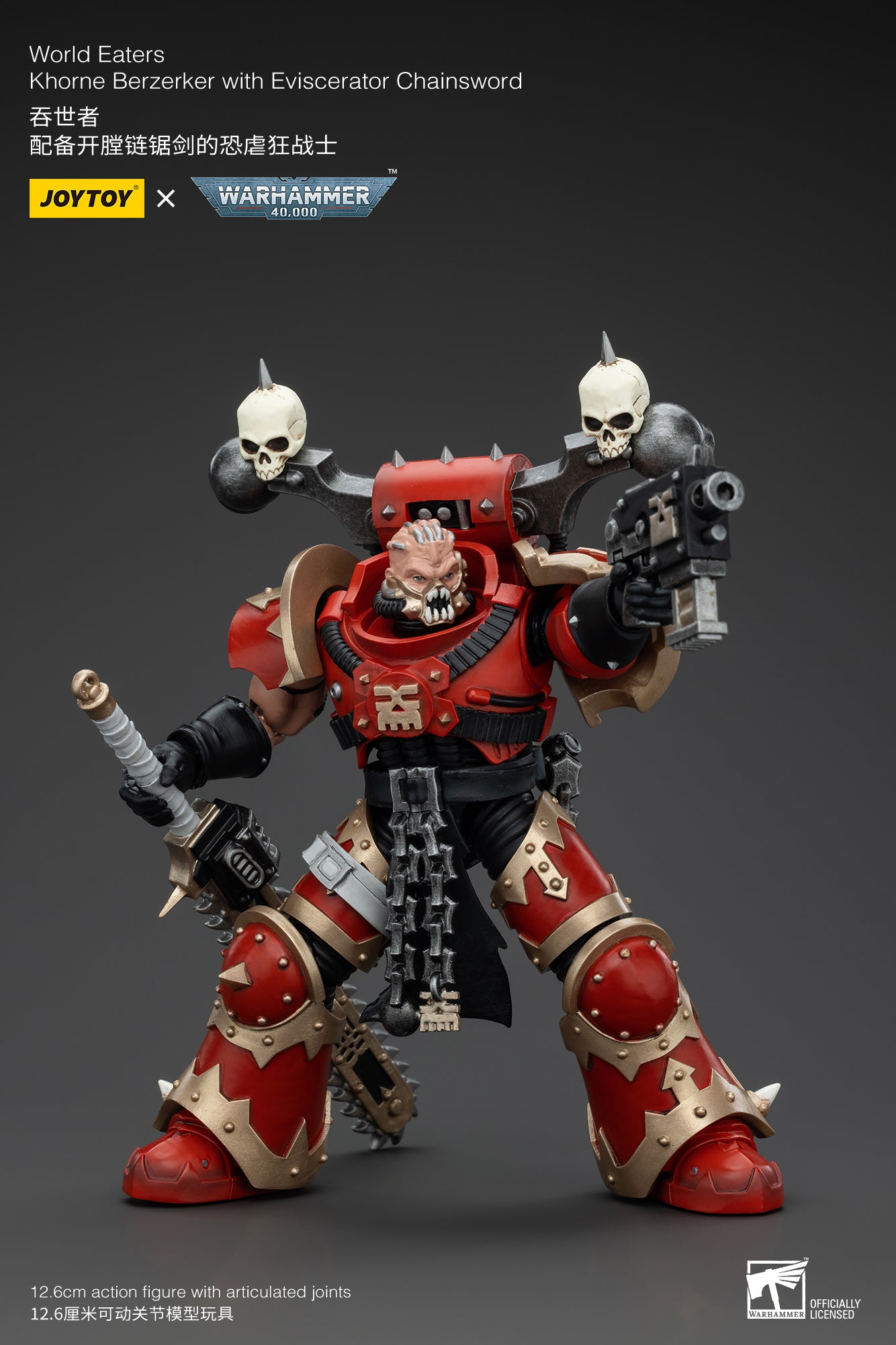 JOYTOY 1/18 Scale Warhammer 40K World Eaters Khorne Berzerker Action Figure - Collectible Miniature for Tabletop Gaming & Display