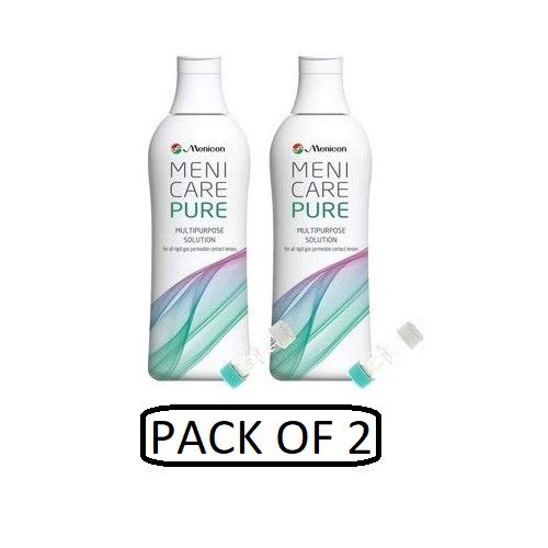 Menicare Pure Multipurpose Contact Lens Solution - 250ml (Pack of 2) | Gentle Cleaning & Disinfecting for Soft Contact Lenses | Daily Use & Travel-Friendly Eye Care Solution