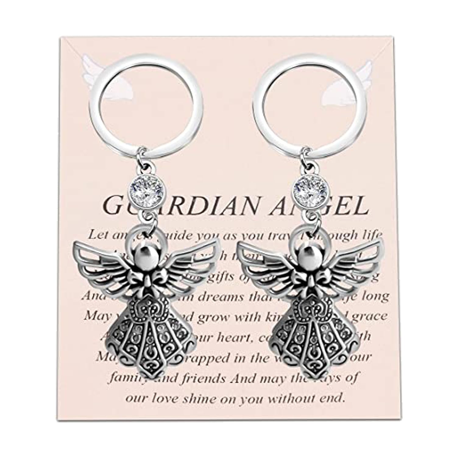 FUSTMW Angel Keychain - Guardian Angel Gift for Faith & Prayer - Blessing Charm Keychain for Protection & Spiritual Gifts - Perfect for Baptism, Confirmation & Daily Inspiration