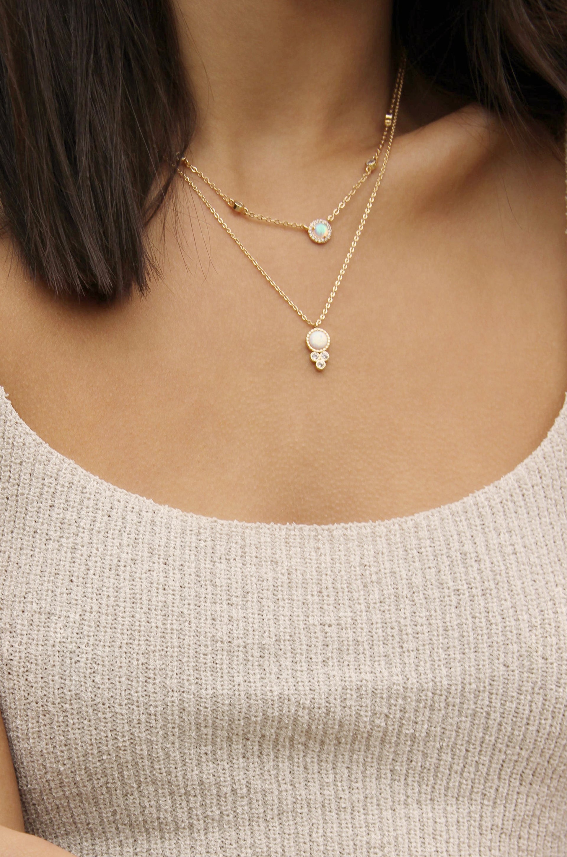 Olivia Opal and Crystal Necklace - Elegant Sterling Silver Jewelry for Women | Perfect for Weddings, Parties & Special Occasions