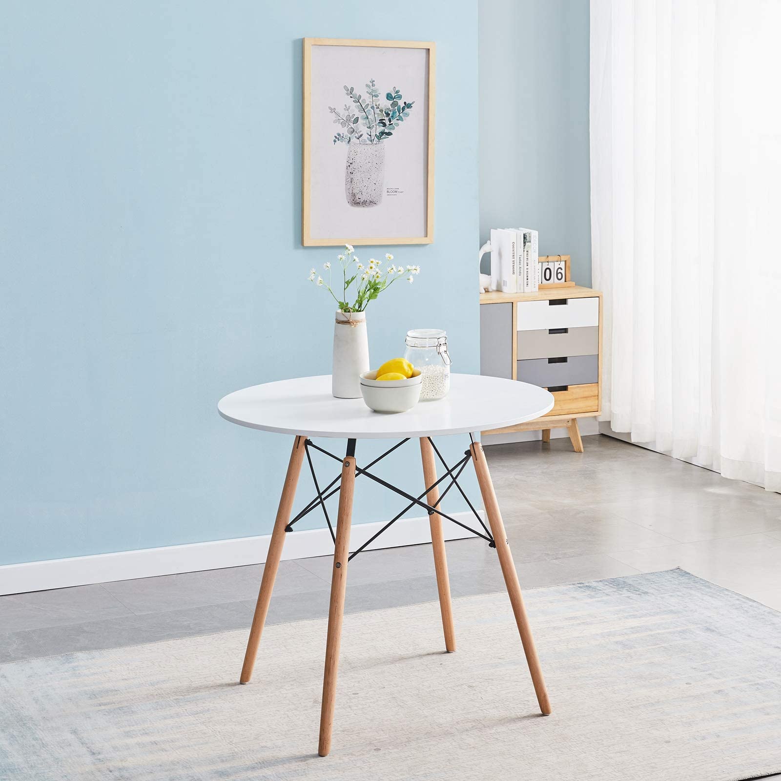 Modern White Round Dining Table 31.5