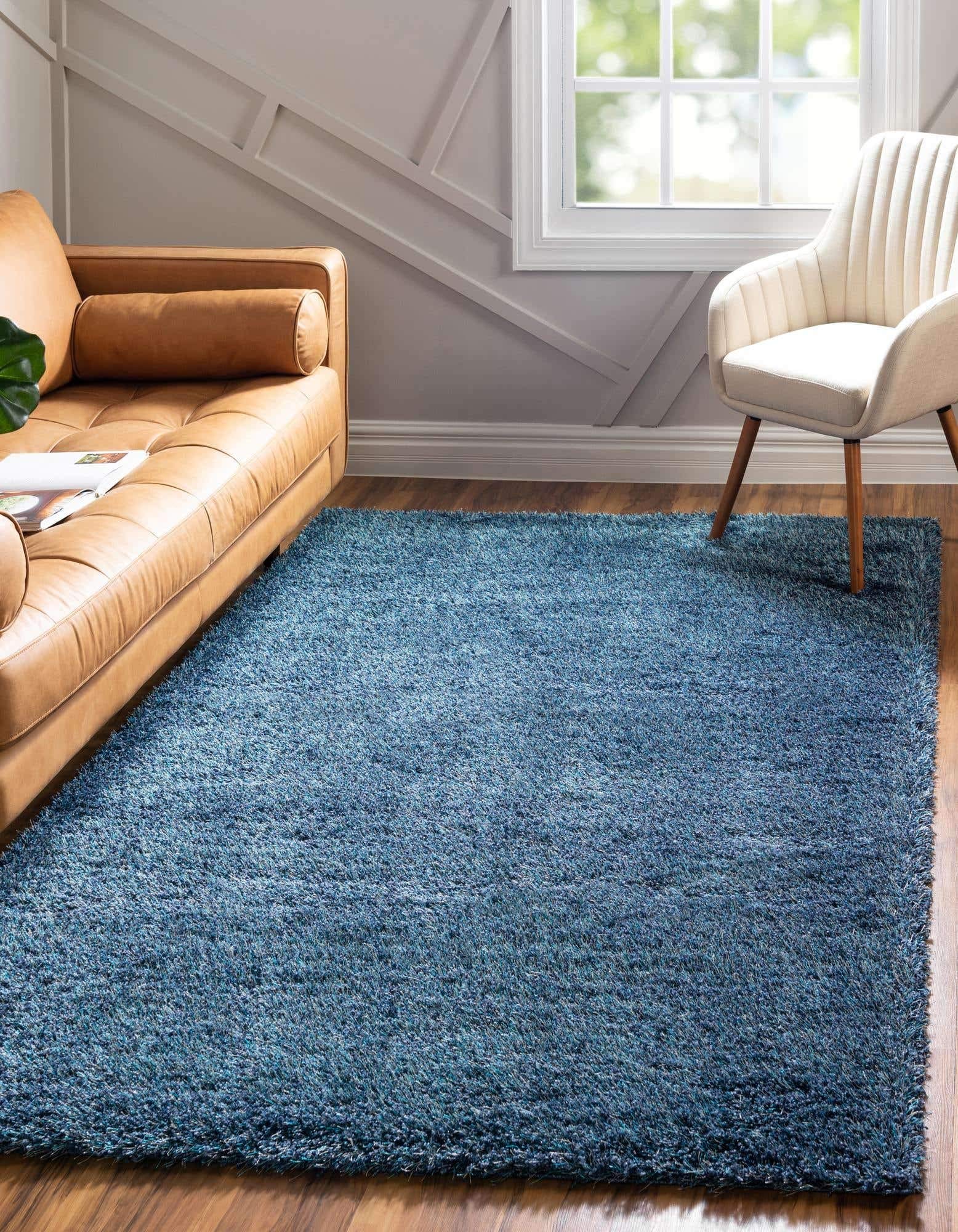 Unique Loom Luxe Solo Plush Soft Area Rug 2x3 Feet - Navy Blue Non-Slip Living Room Rug for Bedroom, Nursery & Home Decor
