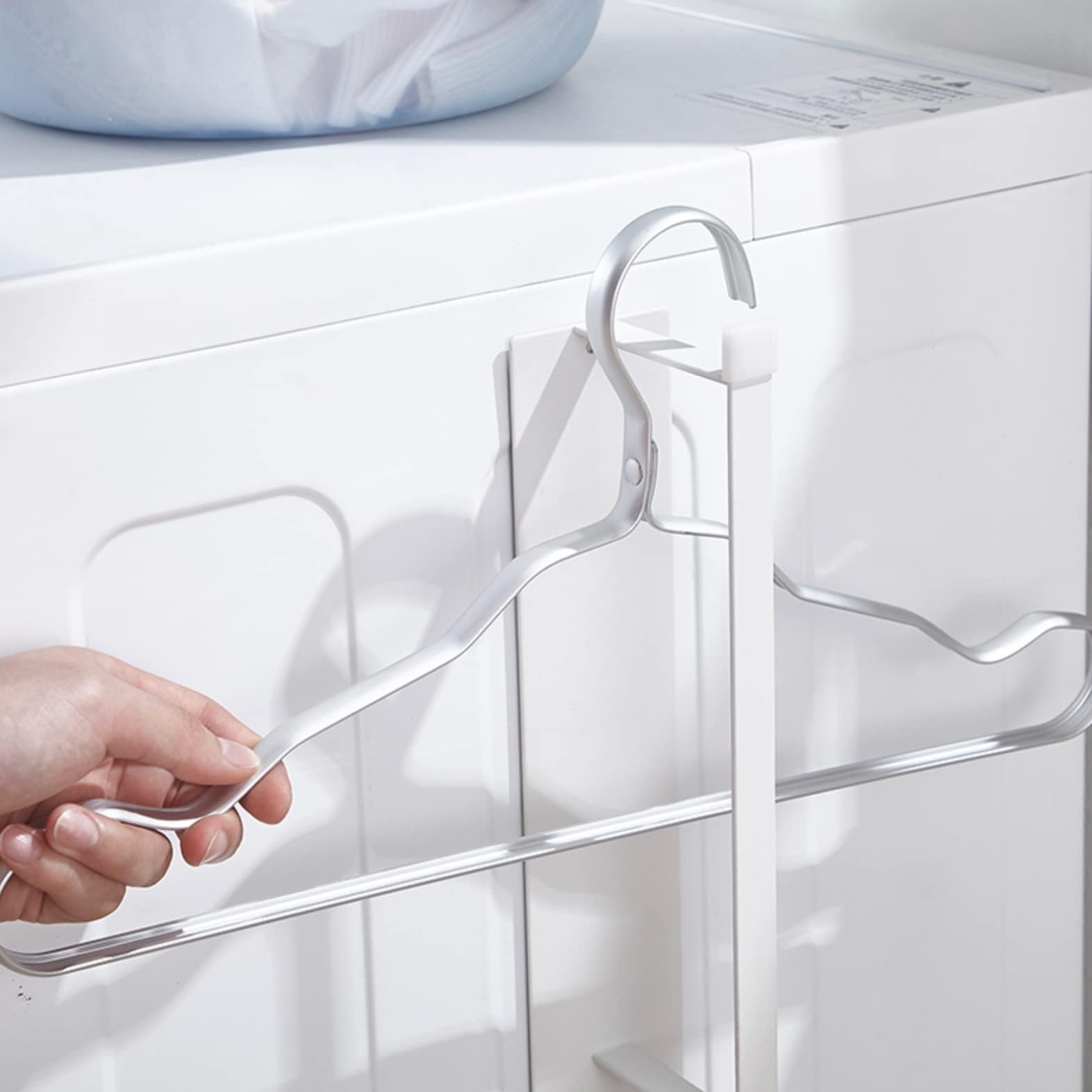 Magnetic Hanger Organizer - Space Saving Hanger Storage Rack for Washing Machine & Closet - Heavy Duty Laundry Room Organizer for Adult & Kids Clothes Hangers - Perfect for Small Spaces, Apartments & Laundry Rooms