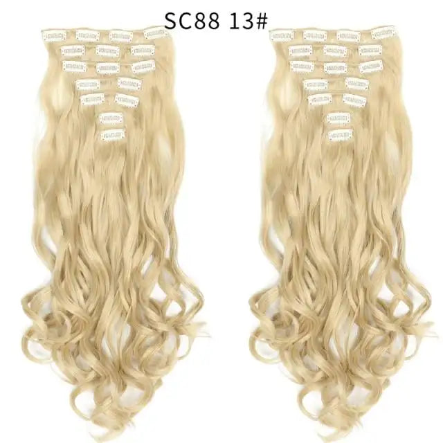 Clip on Hair Extensions 6pc Set - Human Hair Clip Ins for Volume & Length - Easy to Use & Reusable - Perfect for Parties, Weddings & Everyday Styling