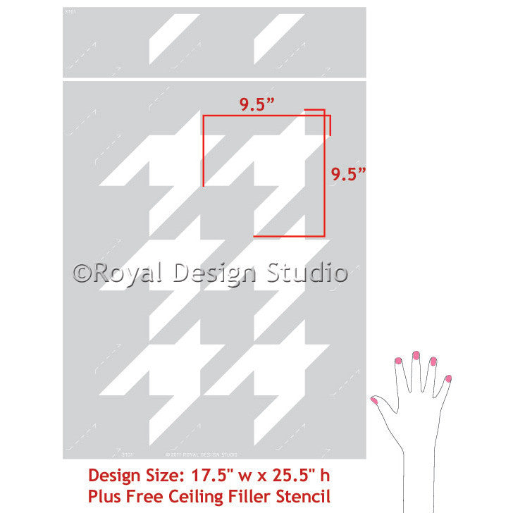 Houndstooth Pattern Wall Stencil - DIY Home Decor for Living Room, Bedroom, and Office - Reusable Painting Template for Creative Wall Designs