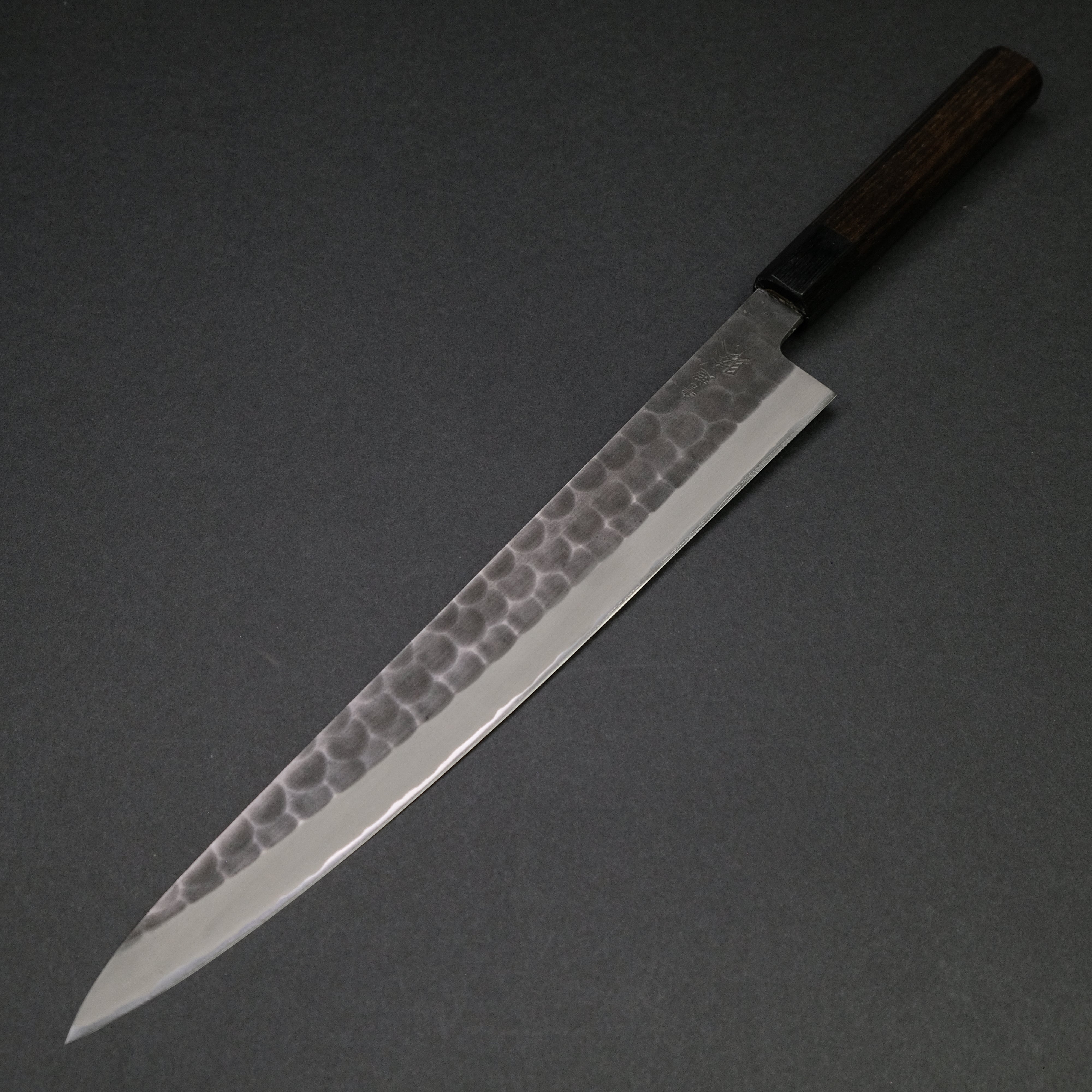 Premium 270mm Mutsumi Blue Super Kurouchi Tsuchime Sujihiki Knife - Handcrafted Japanese Ebony Handle - Perfect for Slicing Sashimi, Meat & Sushi Preparation