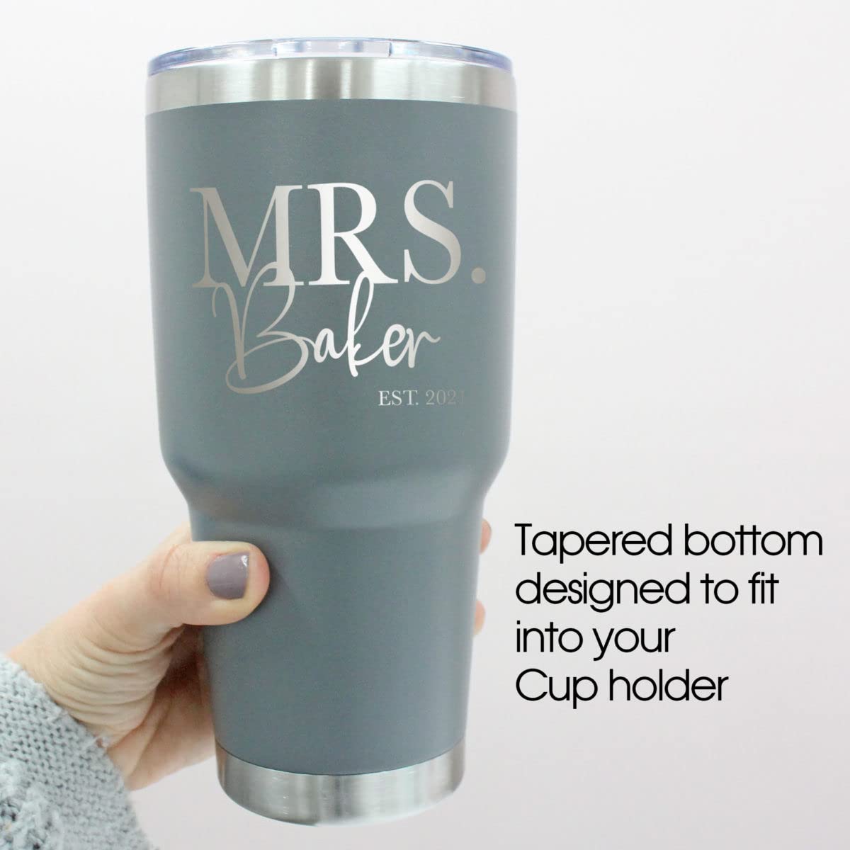Personalized Bride Tumbler - Custom Engraved 20oz Stainless Steel Water Cup for Wedding, Bridal Shower & Bachelorette Party - Perfect Gift for Bride to Be, Future Brides & Wedding Party (White) - Great for Coffee, Tea & Cold Drinks at Bridal Events