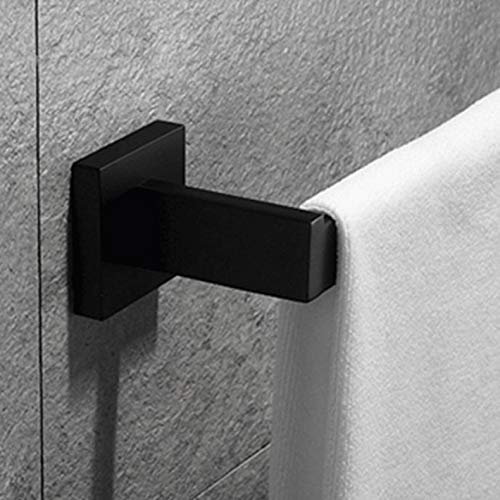 SSOSEG Stainless Steel Black Wall-Mounted Bathroom Towel Bar Holder - Perfect for Modern Bathrooms, Spas, and Guest Rooms