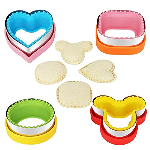 4-Piece Sandwich Cutter and Sealer Set for Kids - Fun Bento Lunch Box Accessories - Uncrustables Style Sandwich Maker Tool - Perfect for School Lunches, Picnics and Party Snacks