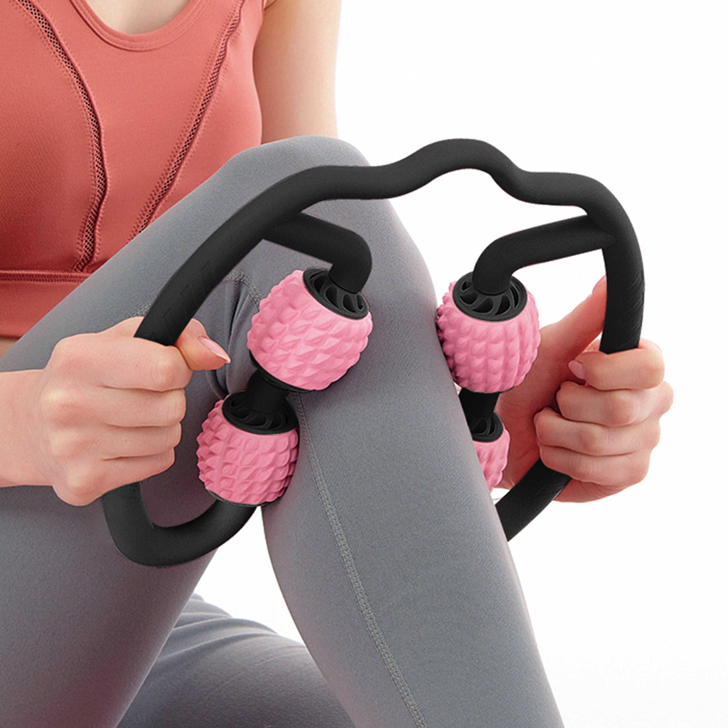 PRCTZ 4-Point Handheld Massage Foam Roller - Deep Tissue Muscle Massager for Pain Relief & Recovery - Perfect for Gym, Yoga, and Post-Workout Relaxation