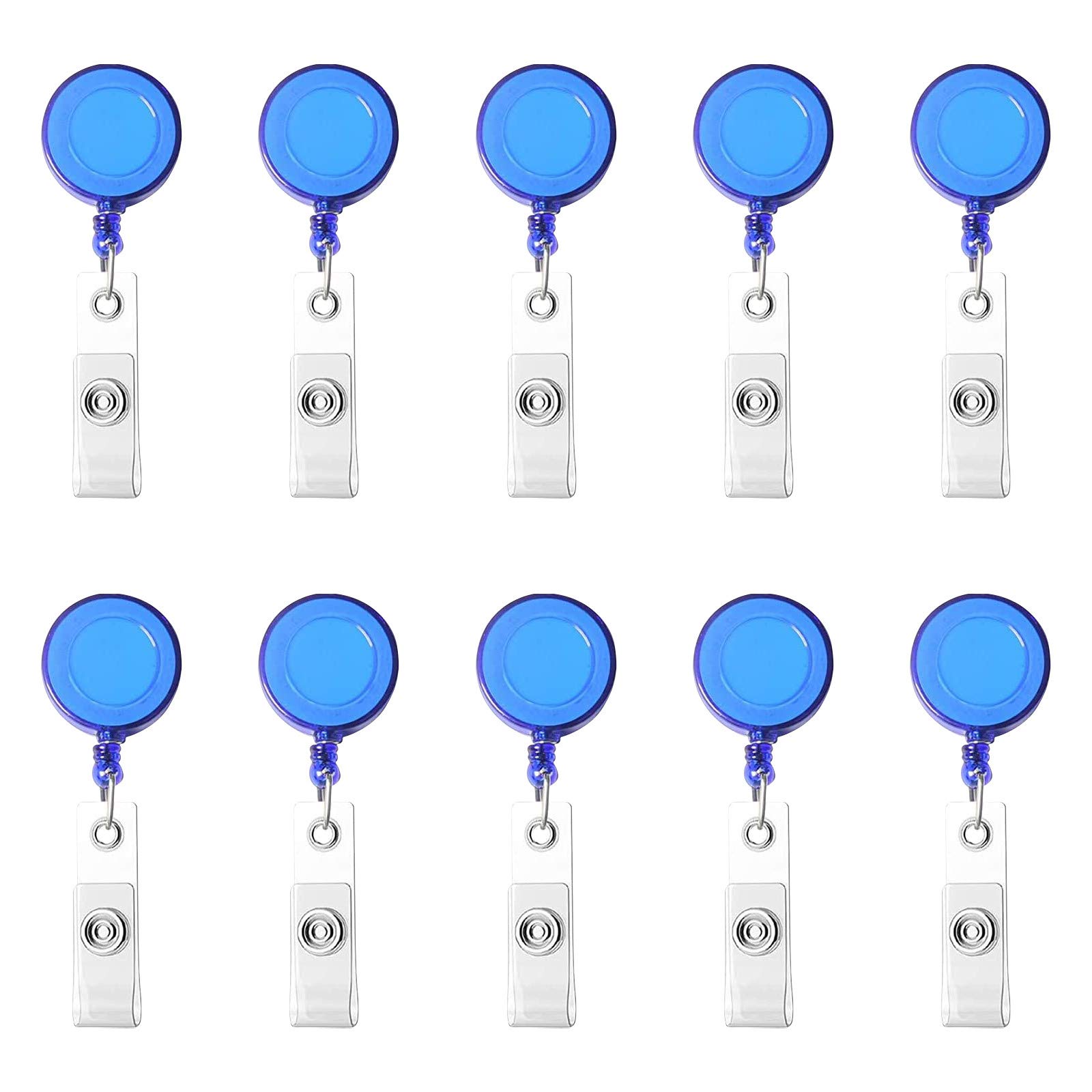 10-Piece Retractable Badge Holder Set - Scroll ID Card Holder with 10 Color Options - Perfect for Work, School, Conventions & Security Access