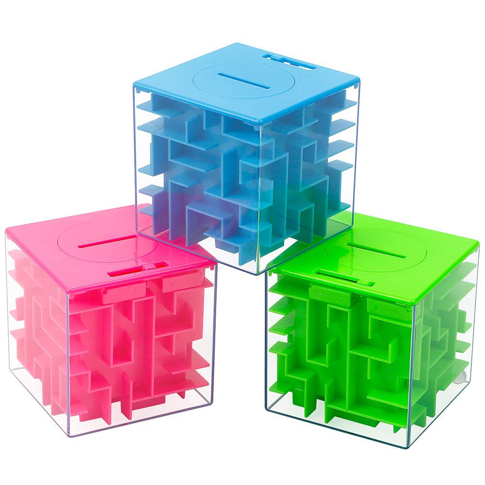 ThinkMax Money Maze Puzzle Box - Fun Brain Teaser for Kids & Adults - 3 Pack Money Holder Gift Box - Perfect for Birthday Gifts, Party Favors, and Family Game Night Entertainment