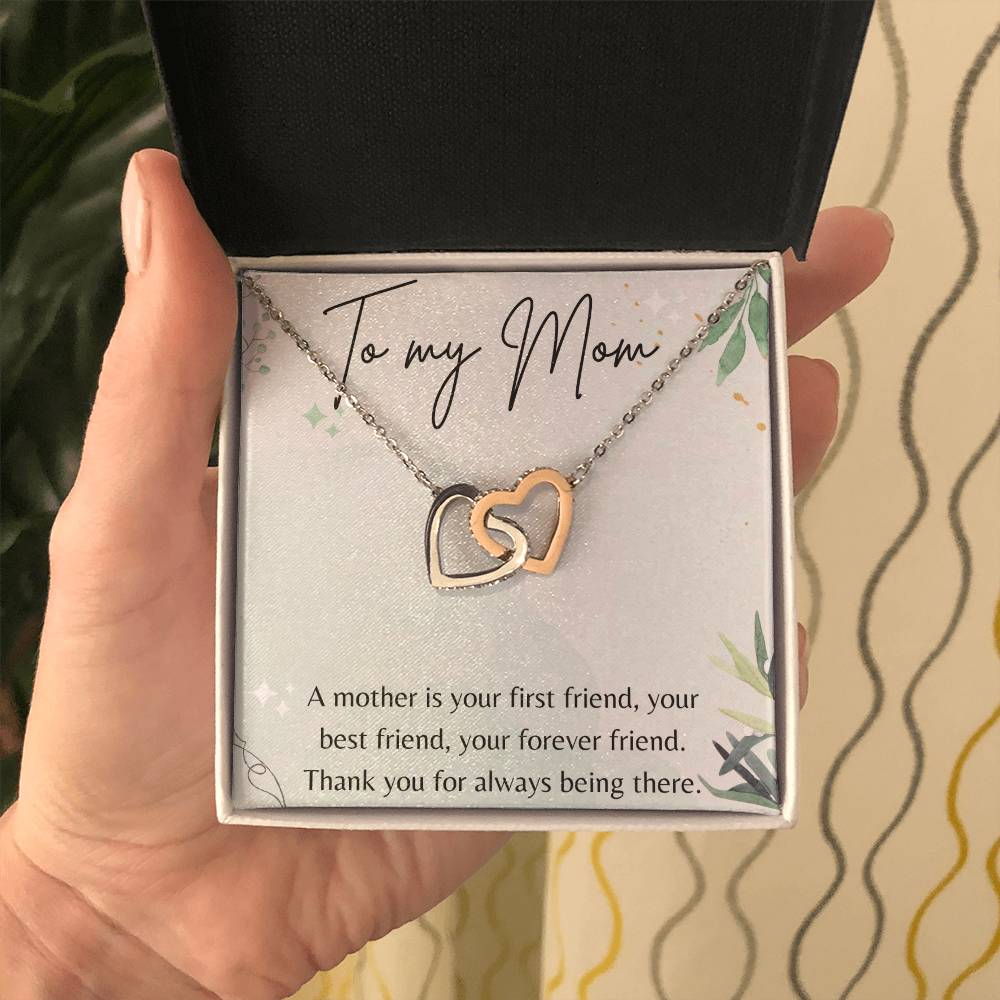 Interlocking Hearts Necklace for Mom - Elegant Christmas & Birthday Gift for Mother - Perfect for Anniversaries, Valentine's Day & Special Occasions